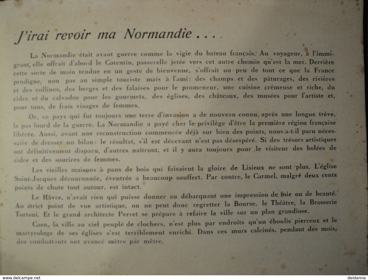 WW2. LA NORMANDIE. COLLECTION FRANCE DEVASTEE. CAP. ANNEES 45 / 50 CLICHES LEGENDES DE LOCALITES NORMANDES DETRUITES PA - Français