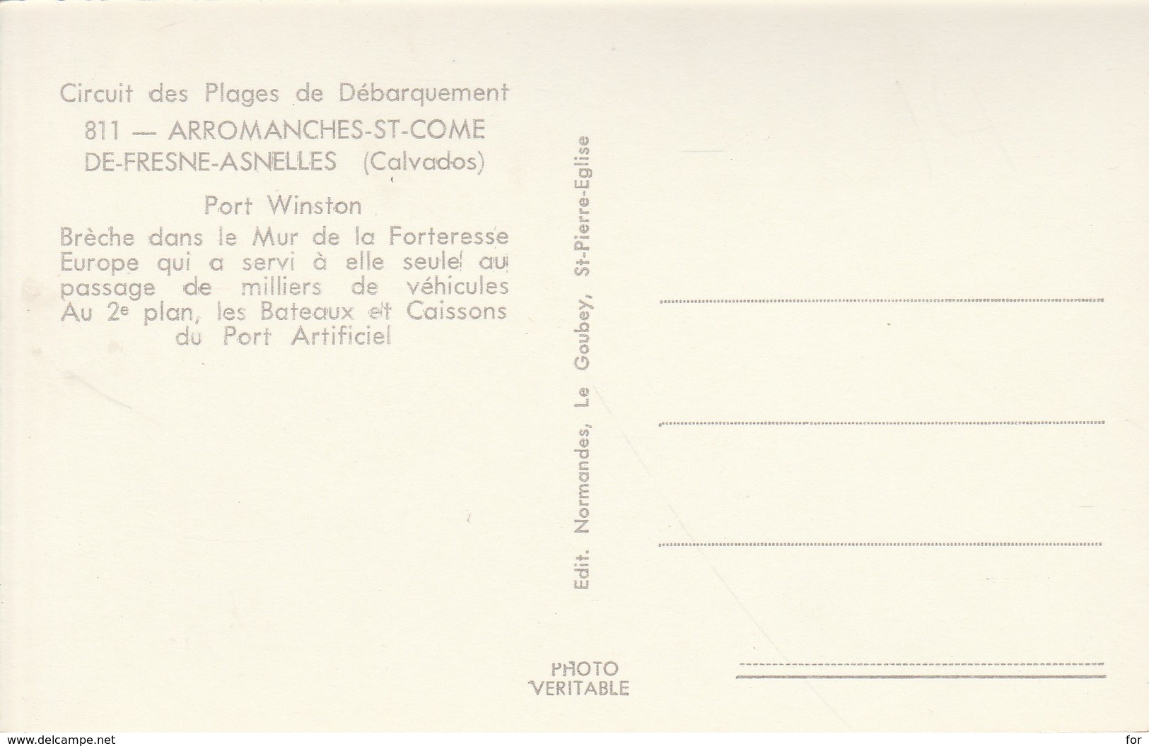 Militaria : ARROMANCHES - ST COME-de-FRESNE - ASNELLES  : Calvados : Port Winston : Guerre 1939-45 ( CPSM Photo. Vérit.) - Guerre 1939-45