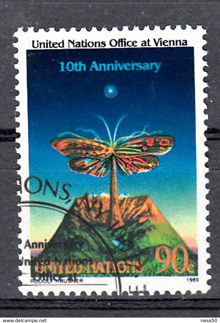 United Nations New York 1989 Mi Nr 578, Vlinder, Butterfly, Vulkaan, Volcano - Used Stamps