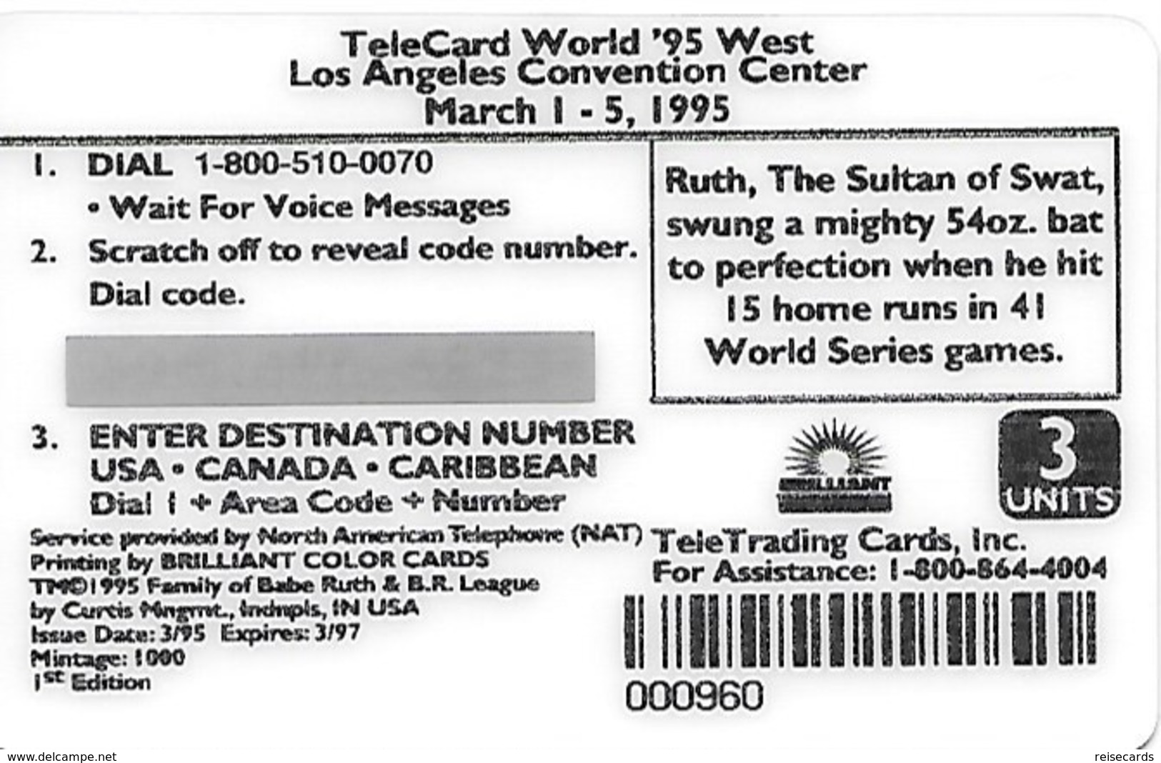 USA: TeleTrading Cards - TeleCard World '95 Exposition Los Angeles - Sonstige & Ohne Zuordnung