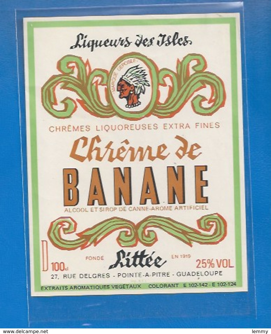 BISTROT - ETIQUETTE LIQUEURS DES ILES - CHREME DE BANANE - LITTEE - POINTE-A-PITRE  -  GUADELOUPE - Rhum