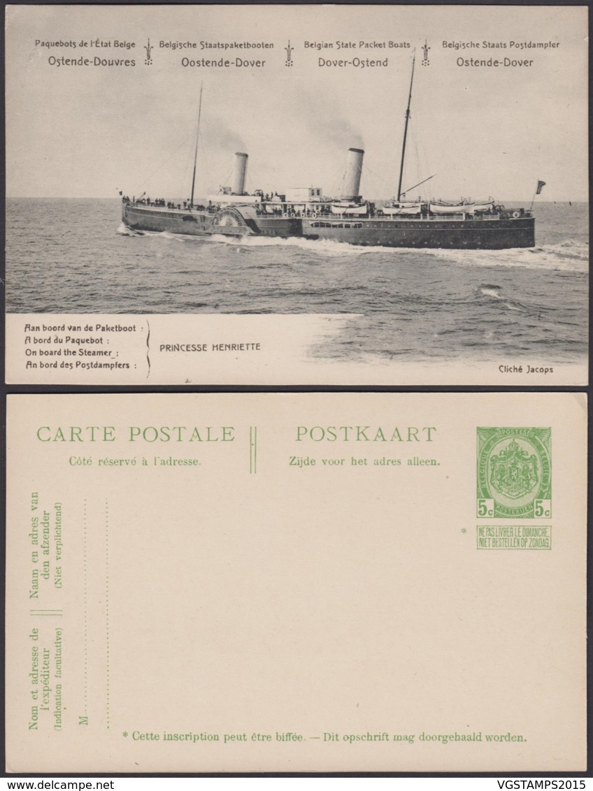 BELGIQUE EP  5c VERT NEUF PAQUEBOT OSTENDE DOUVRES "PRINCESSE HENRIETTE"(DD) DC-1686 - Cartes Paquebot