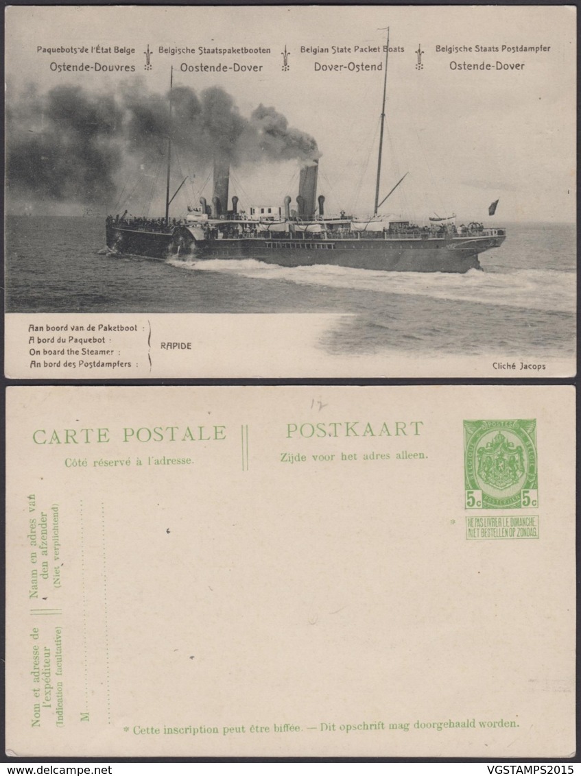 BELGIQUE EP  5c VERT NEUF PAQUEBOT OSTENDE DOUVRES "RAPIDE"(DD) DC-1688 - Liner Cards