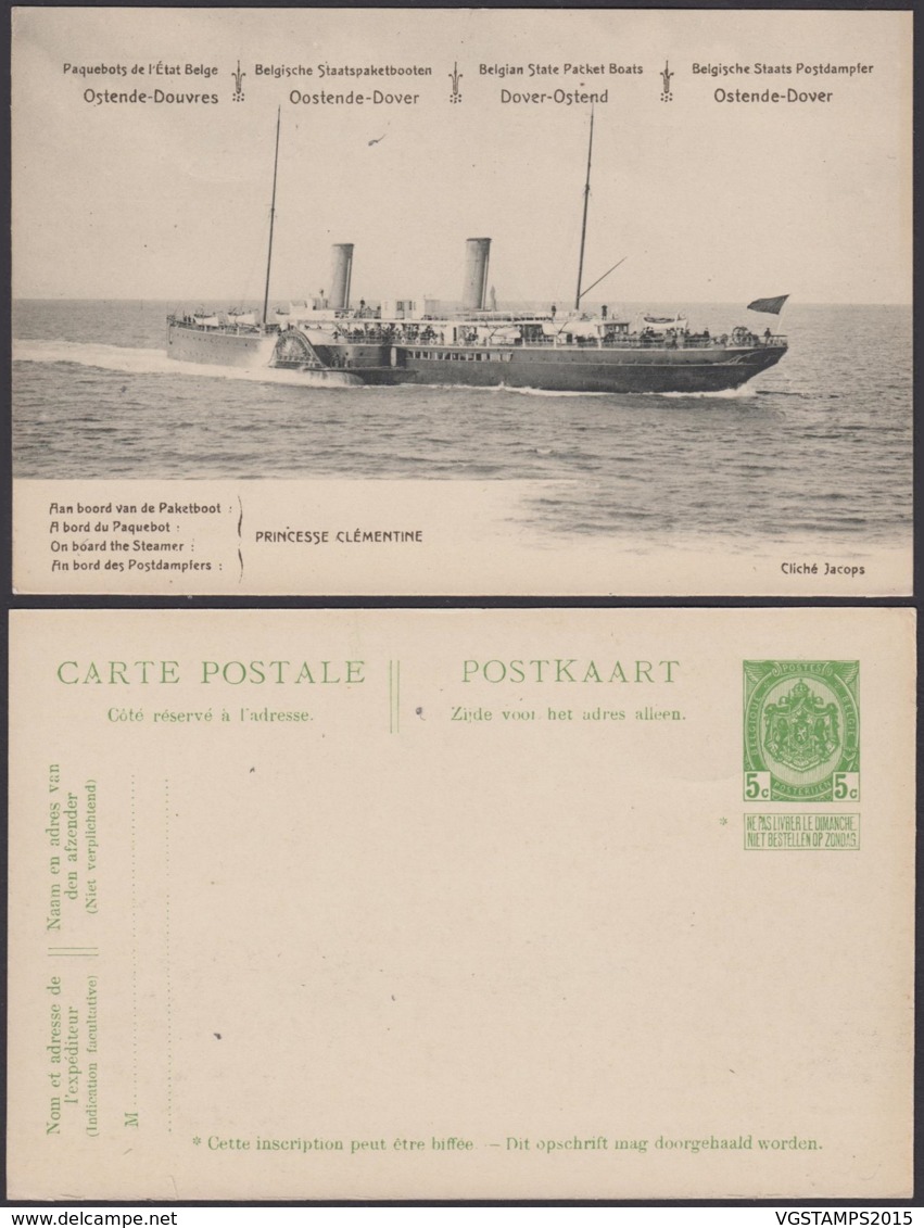 BELGIQUE EP  5c VERT NEUF PAQUEBOT OSTENDE DOUVRES "PRINCESSE CLEMENTINE"(DD) DC-1689 - Liner Cards