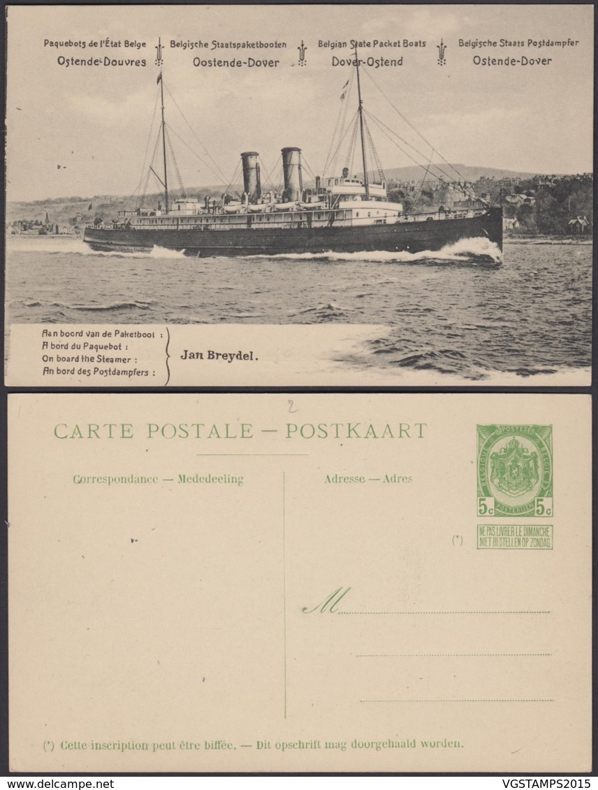 BELGIQUE EP  5c VERT NEUF PAQUEBOT OSTENDE DOUVRES "JAN BREYDEL"(DD) DC-1694 - Liner Cards