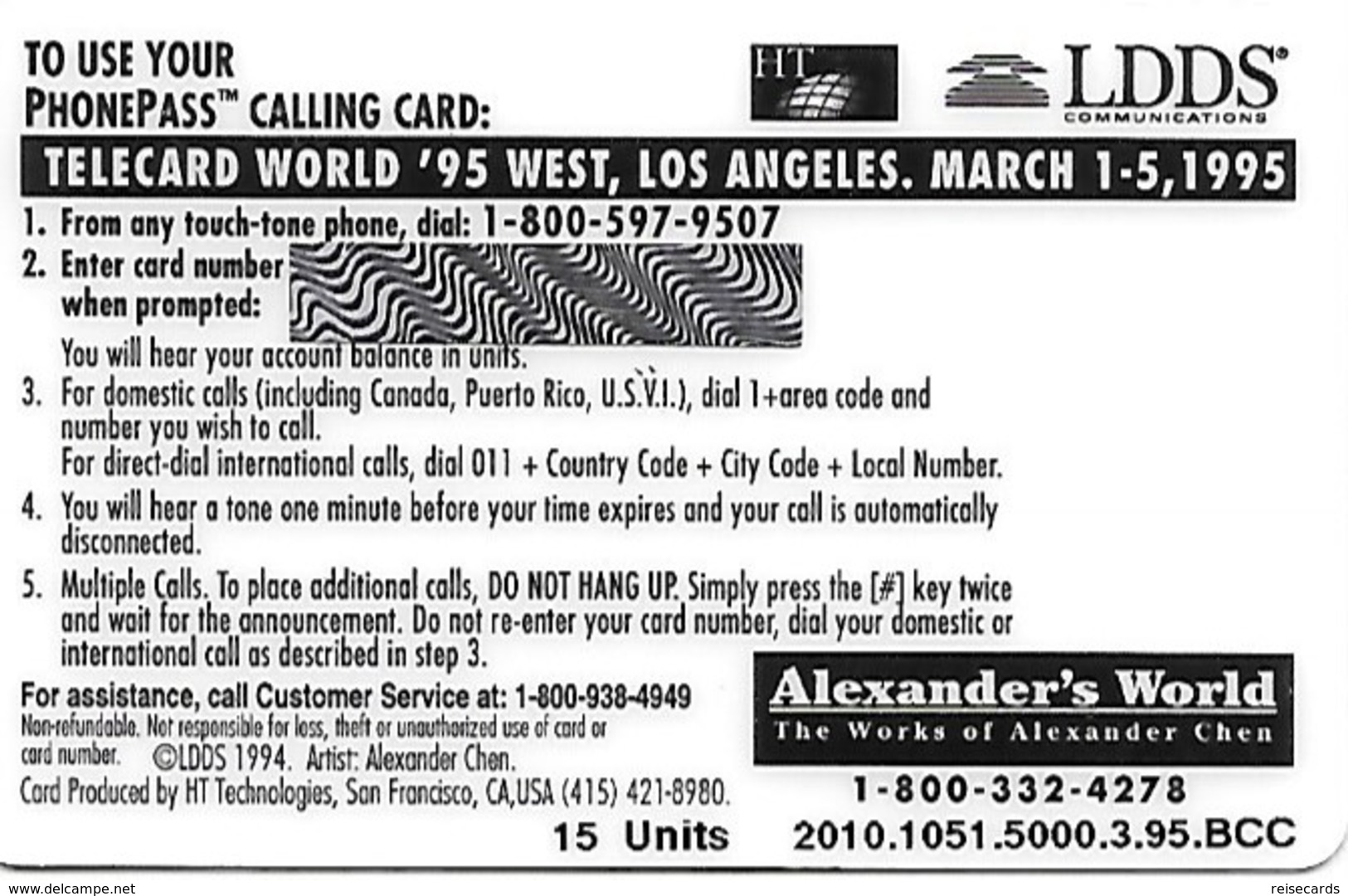 USA: LDDS - TeleCard World '95 Exposition Los Angeles - Sonstige & Ohne Zuordnung