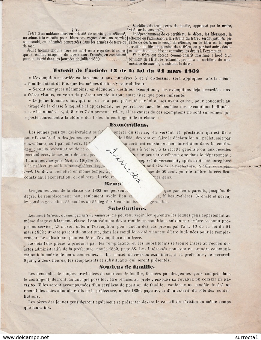 Ordre Comparaître Conseil Révision 1866 / Tirage Au Sort / François à Gilley 52 - Documents