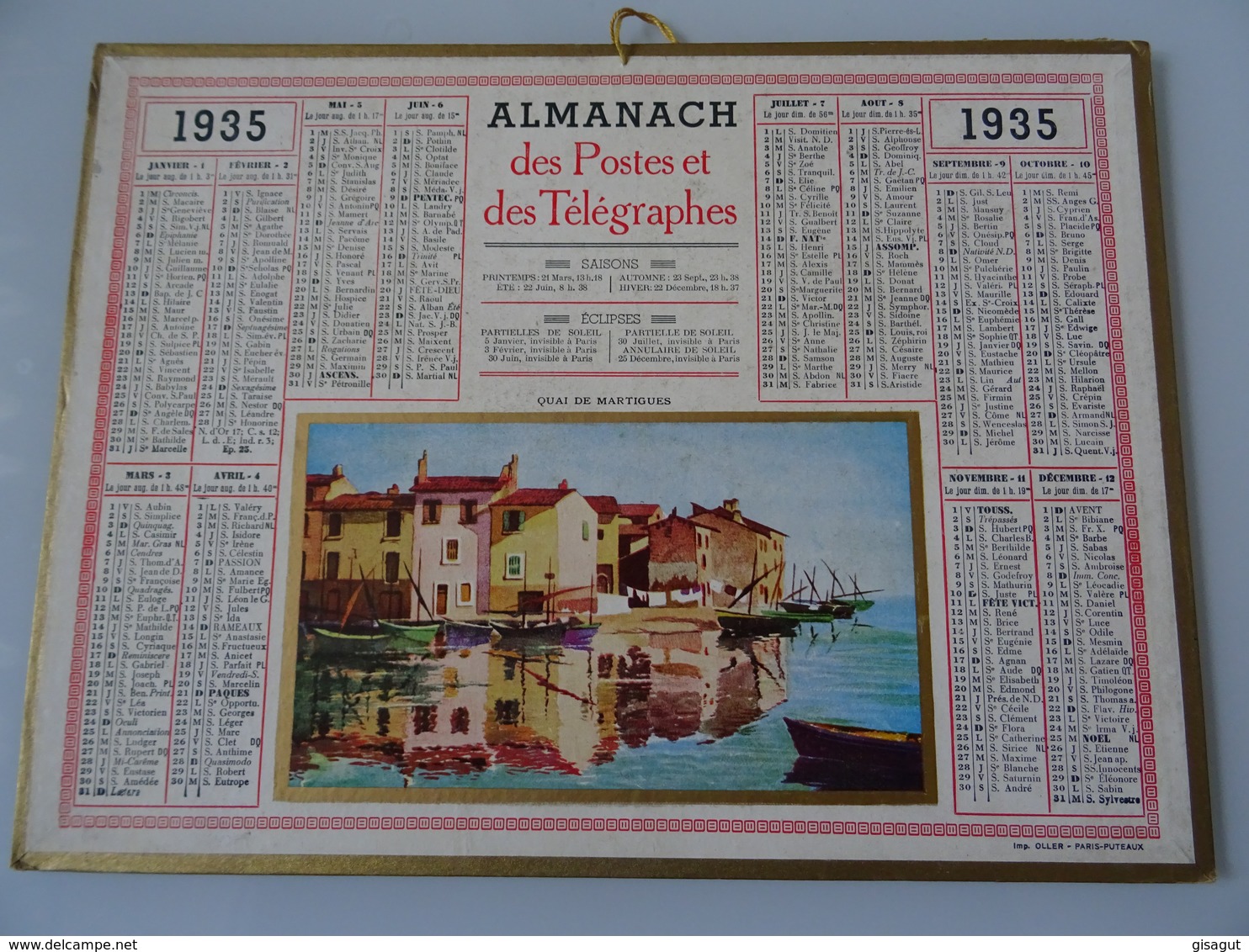 Almanach Des Postes De 1935  Quai De Martigues - Grand Format : 1921-40