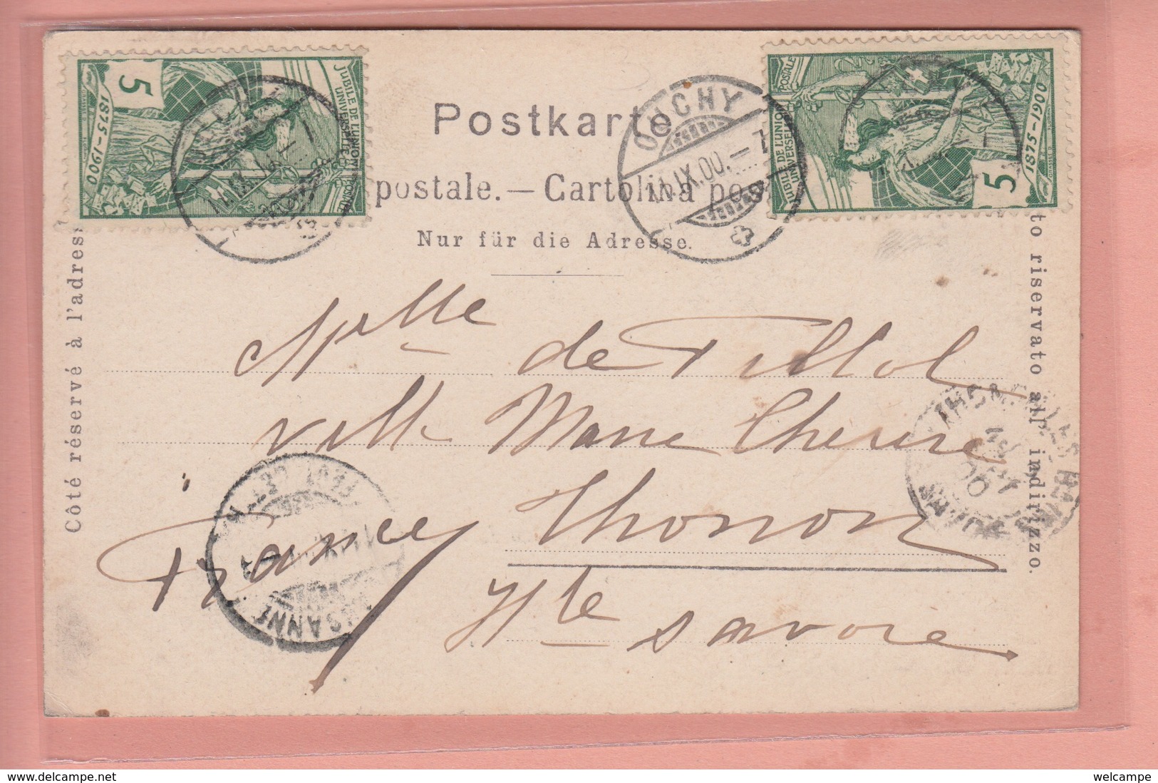 OUDE POSTKAART ZWITSERLAND - SCHWEIZ -    OUCHY  - MARKE 1900 - TIMBRE JUBILE DE UNION POSTALE UNIVERSELLE - Sonstige & Ohne Zuordnung