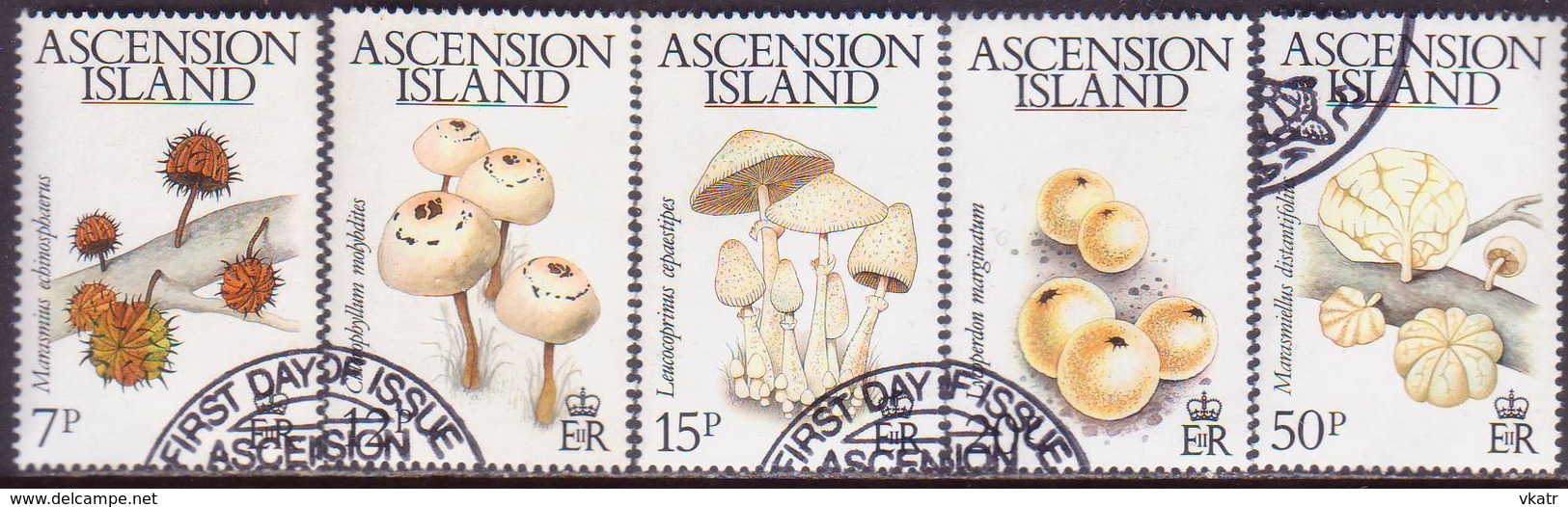 ASCENSION 1983 SG #332-36 Compl.set Used Fungi - Ascension