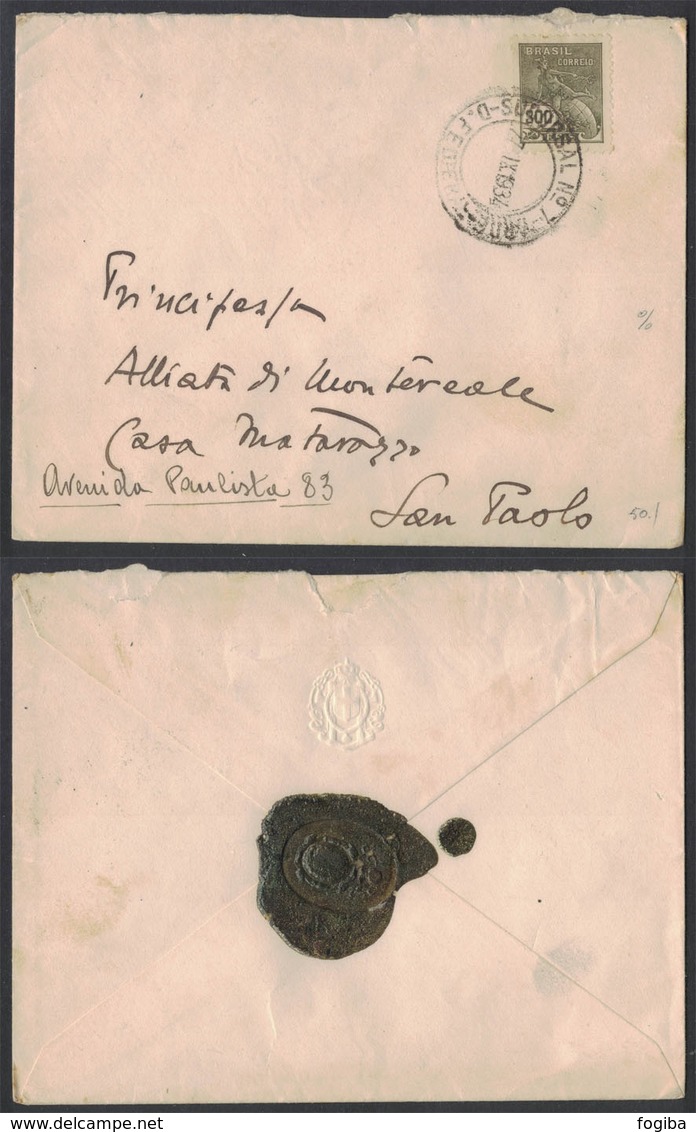 AE169  Brasil 1934  Letter For The Princess Alliata Of Monreale - San Paolo - Storia Postale