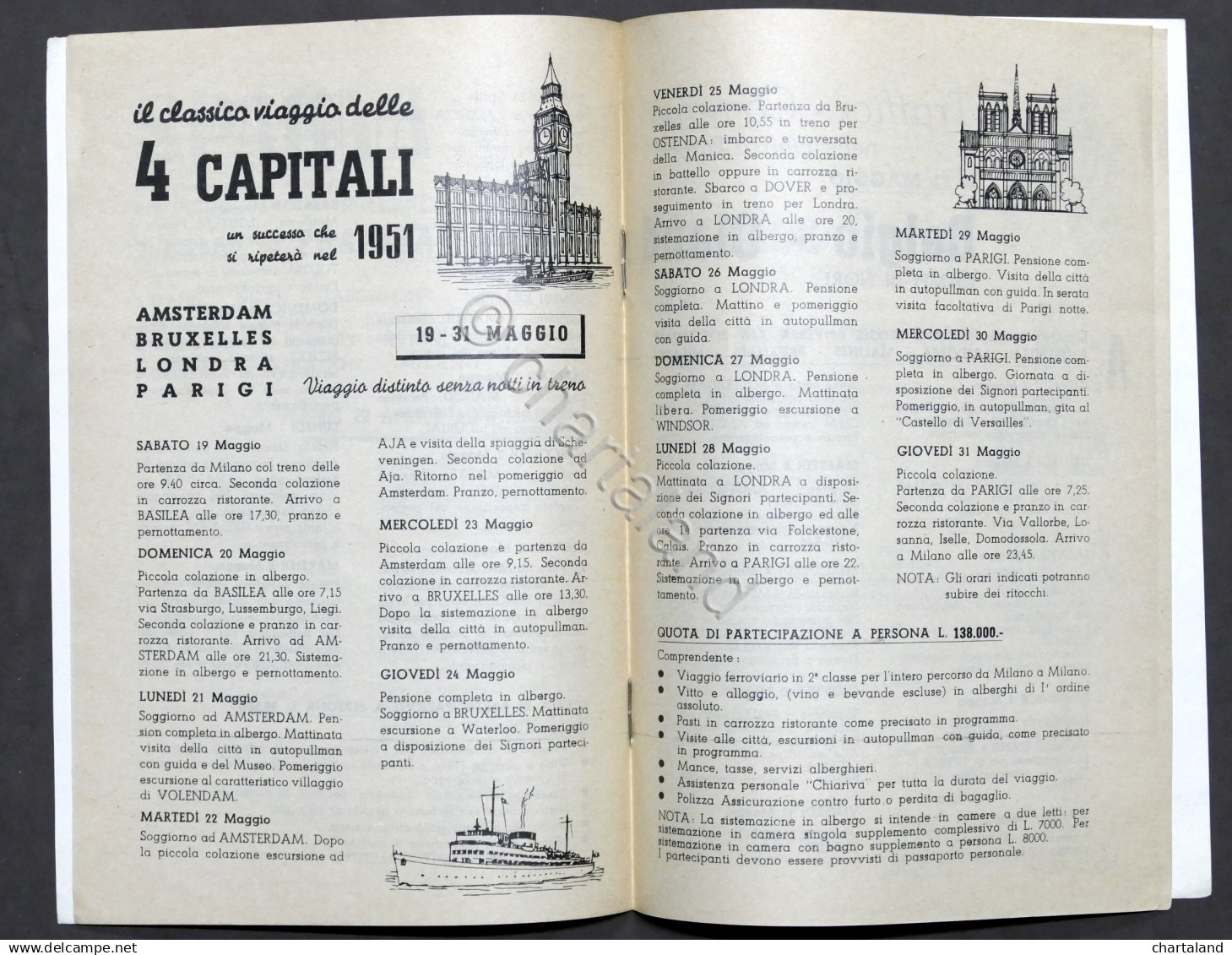 Pubblicità Turismo - Brochure Viaggi Chairiva - Edizione Primavera 1951 - Pubblicitari