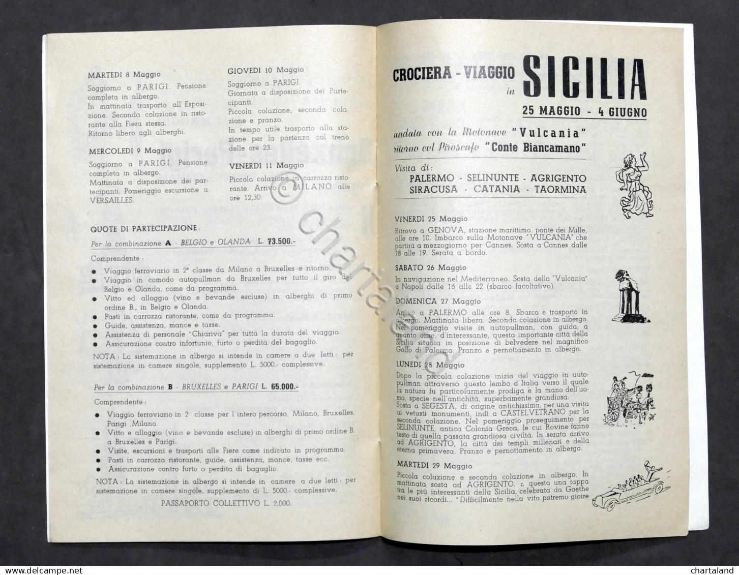 Pubblicità Turismo - Brochure Viaggi Chairiva - Edizione Primavera 1951 - Pubblicitari