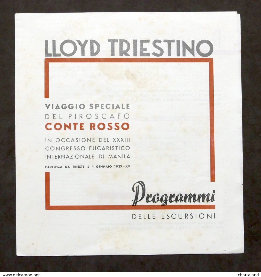 Pubblicità Viaggi - Brochure Lloyd Triestino - Piroscafo Conte Rosso - 1937 - Publicités