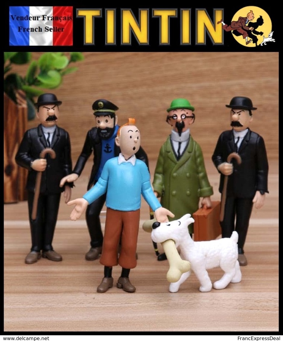 6 Figurines En PVC NEUVES ! Tintin, Le Capitaine Haddock, Le Professeur Tournesol, Dupond Et Dupont, Milou - Tintin
