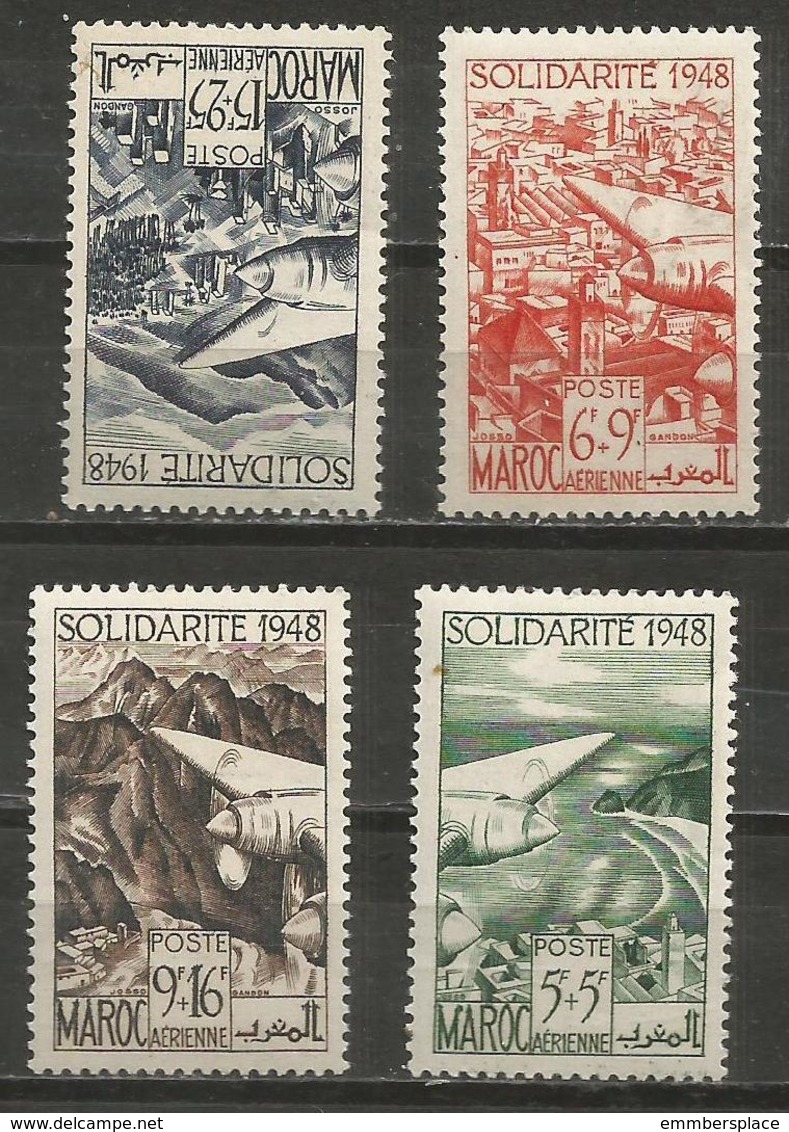 Morocco  - 1949 Solidarite 1948 Airmail Set Of 4  MNH **   Sc CB31-4 - Unused Stamps