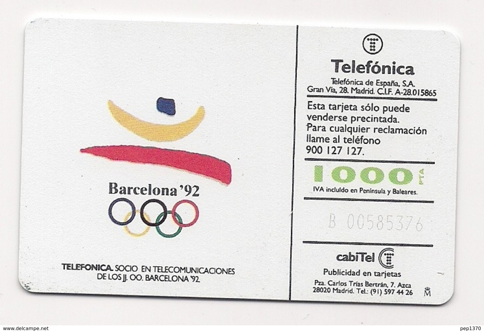 TARJETA TELEFONICA ESPAÑA - TELEPUERTO DE BARCELONA - CP-07 - NUEVA - Private Issues