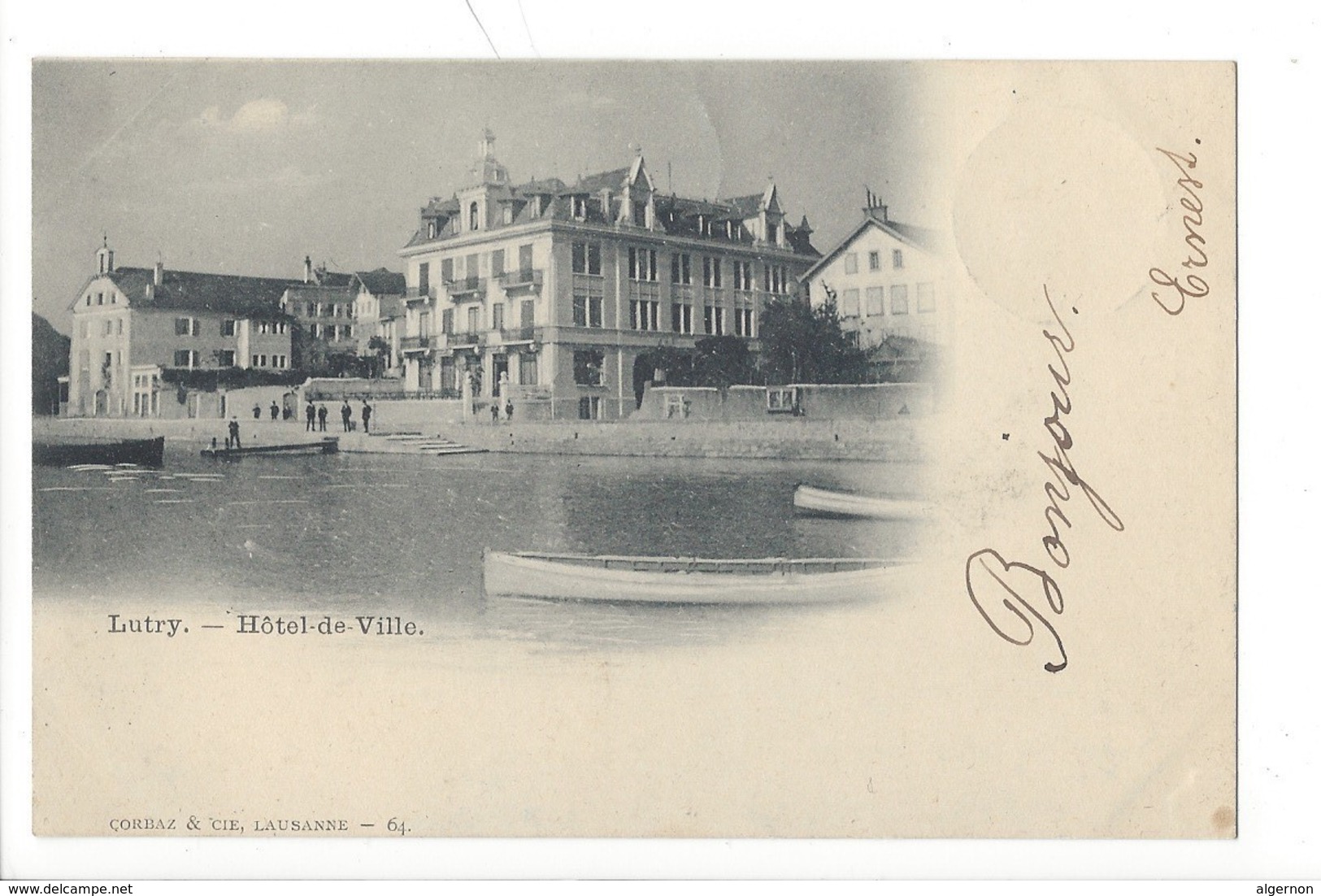 21383 - Lutry Hôtel De Ville Barques + Cachet La Coudre 1900 - Lutry