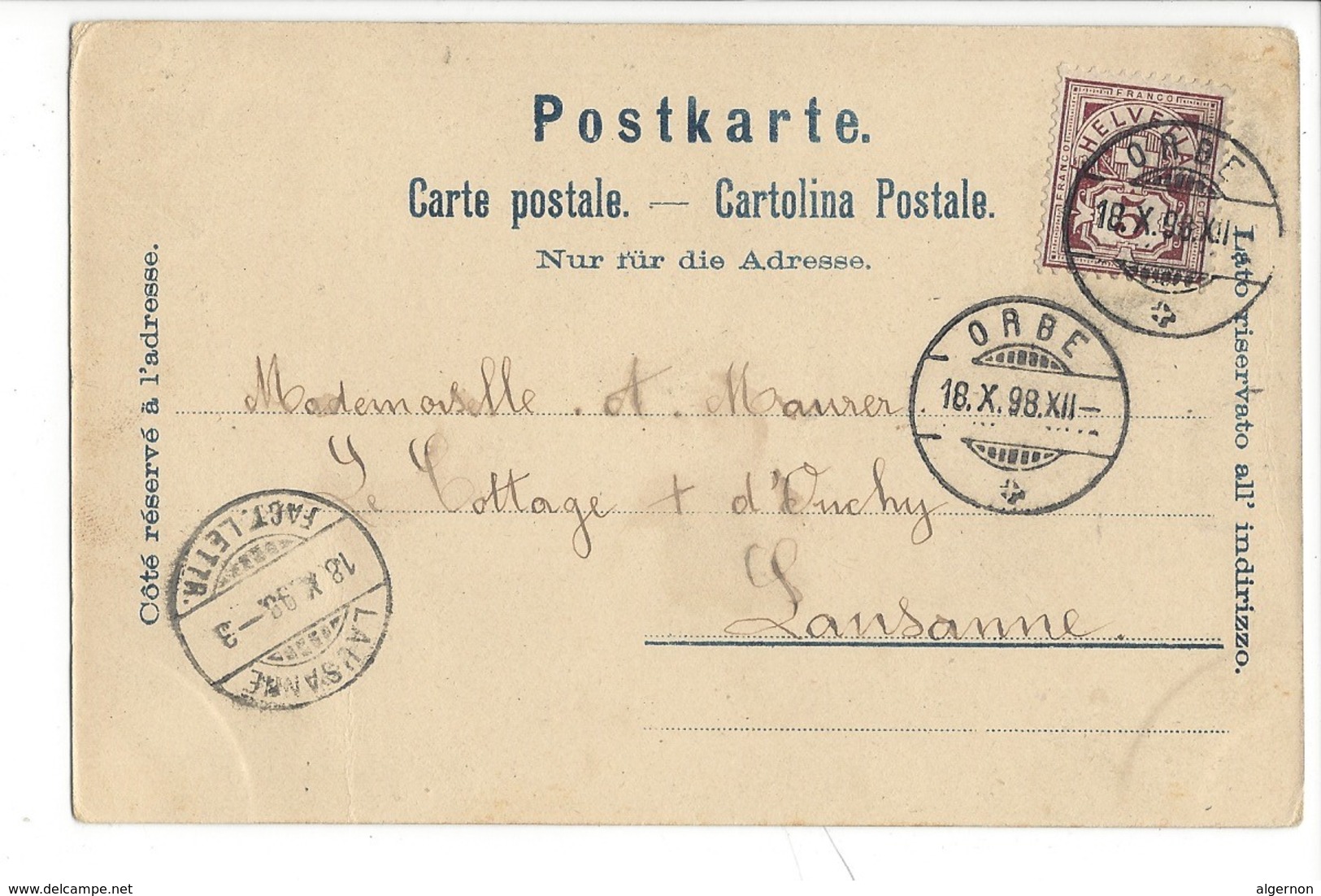 21387 - Souvenir D'Orbe En 1898 Litho - Orbe