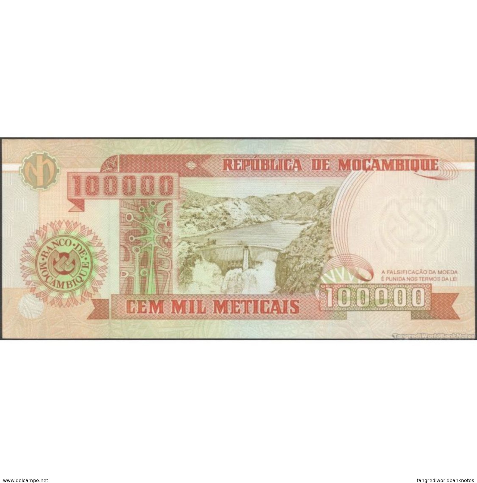 TWN - MOZAMBIQUE 139 - 100000 100.000 Meticais 16.6.1993 Prefix FE UNC - Mozambique