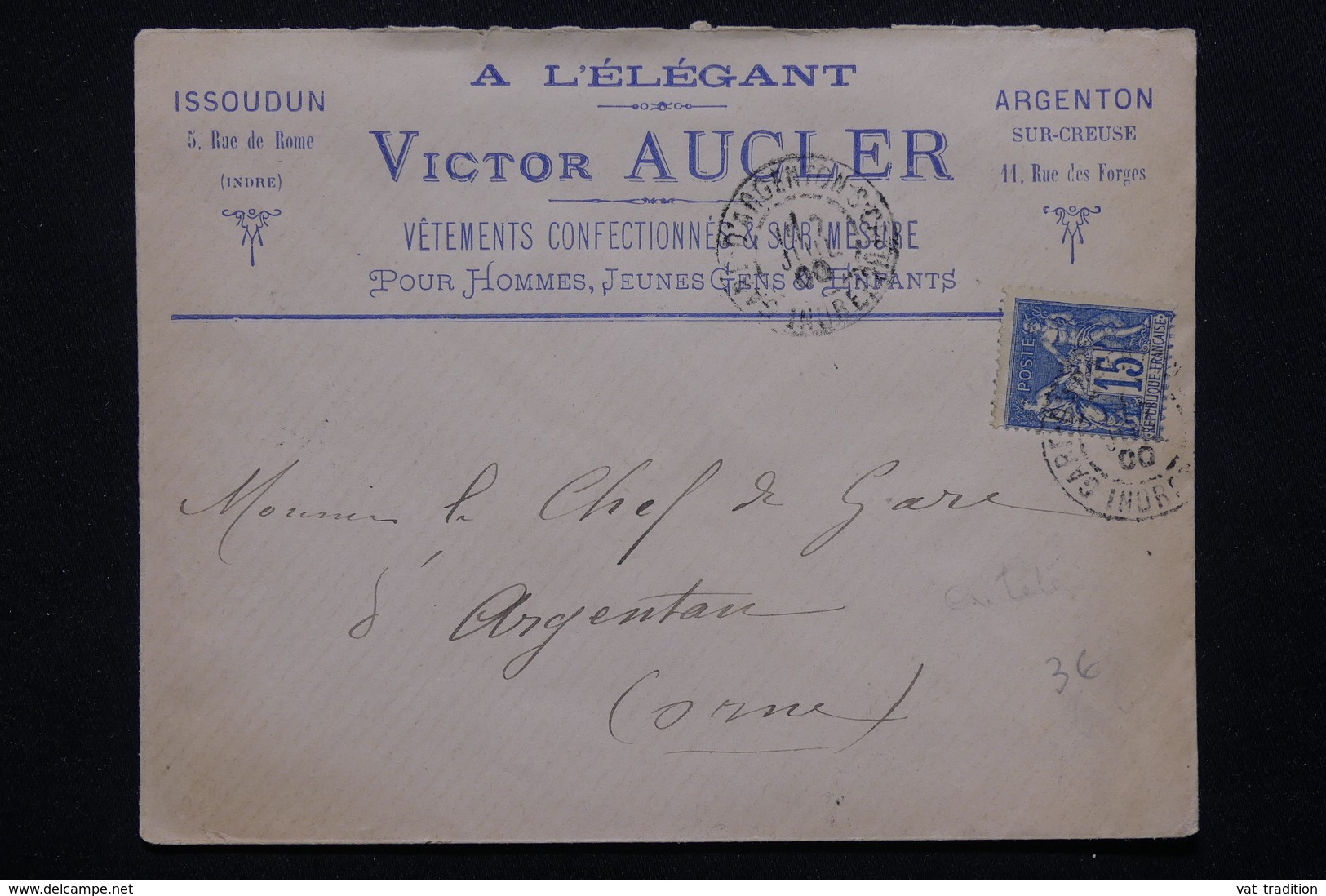 FRANCE - Enveloppe Commerciale De Argenton Sur Creuse Pour Argentan En 1900 - L 21509 - 1877-1920: Période Semi Moderne