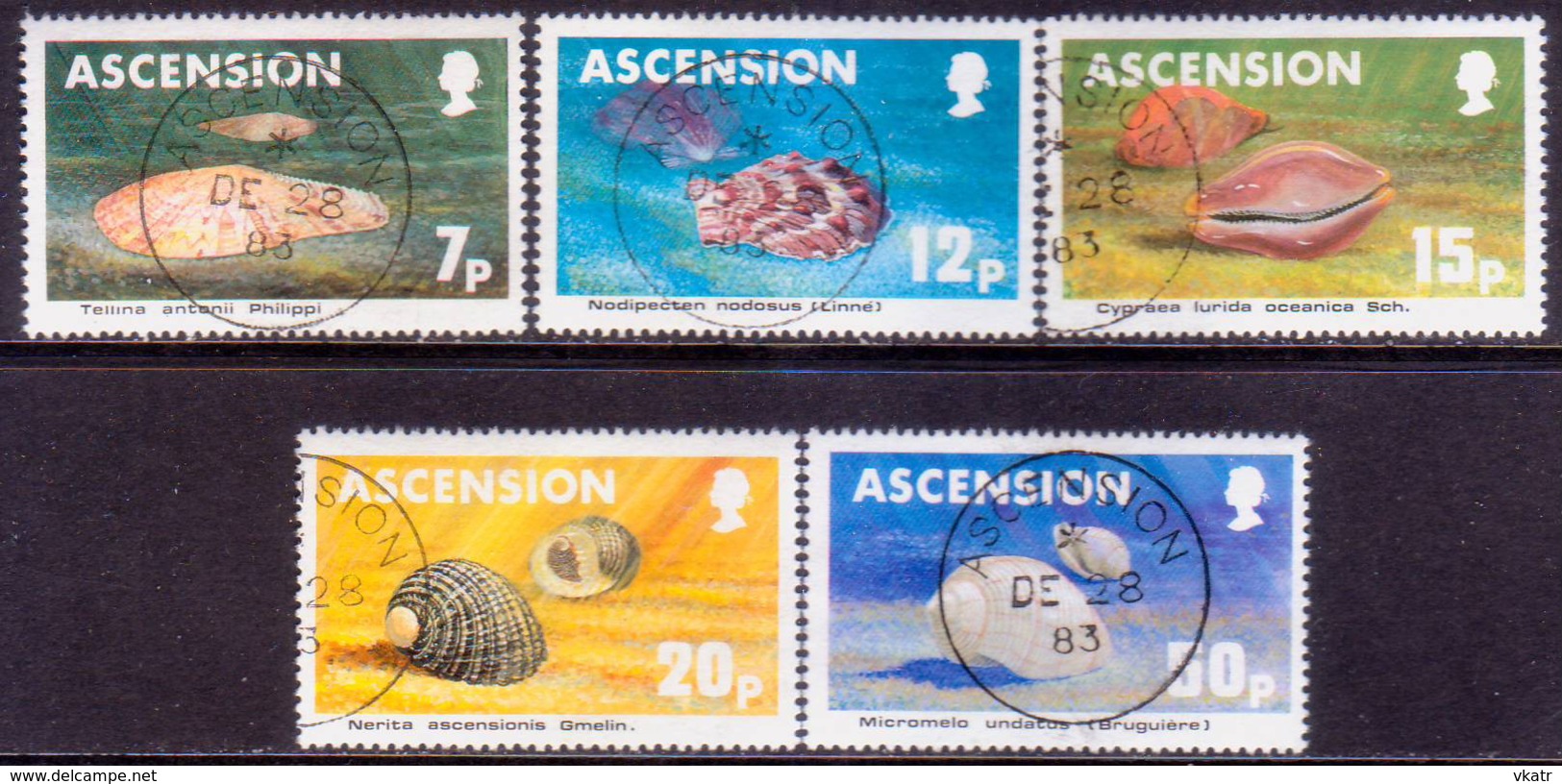 ASCENSION 1983 SG #349-53 Compl.set Used Sea Shells - Ascension