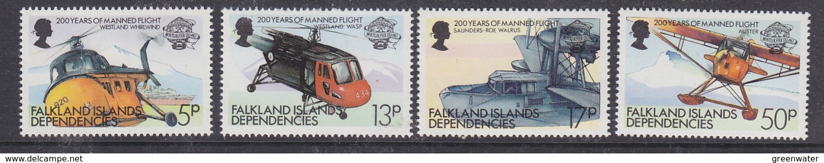 Falkland Islands Dependencies (FID) 1983 Bicentenary Of Manned Flight 4v ** Mnh (41706) - Zuid-Georgia