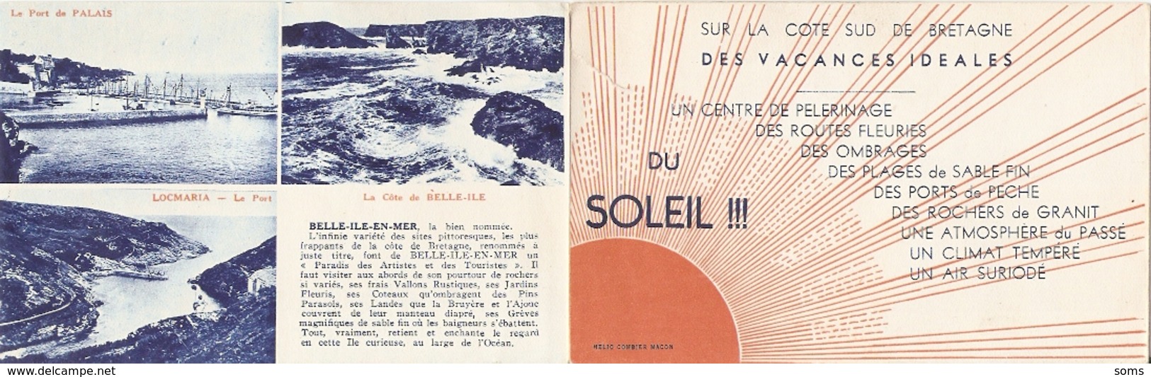 Dépliant Touristique Du Morbihan, Au Pays Des Légendes, Vacnaces Idéales, Auray, Carnac, Belle-Ile, Vers 1930 - Dépliants Touristiques