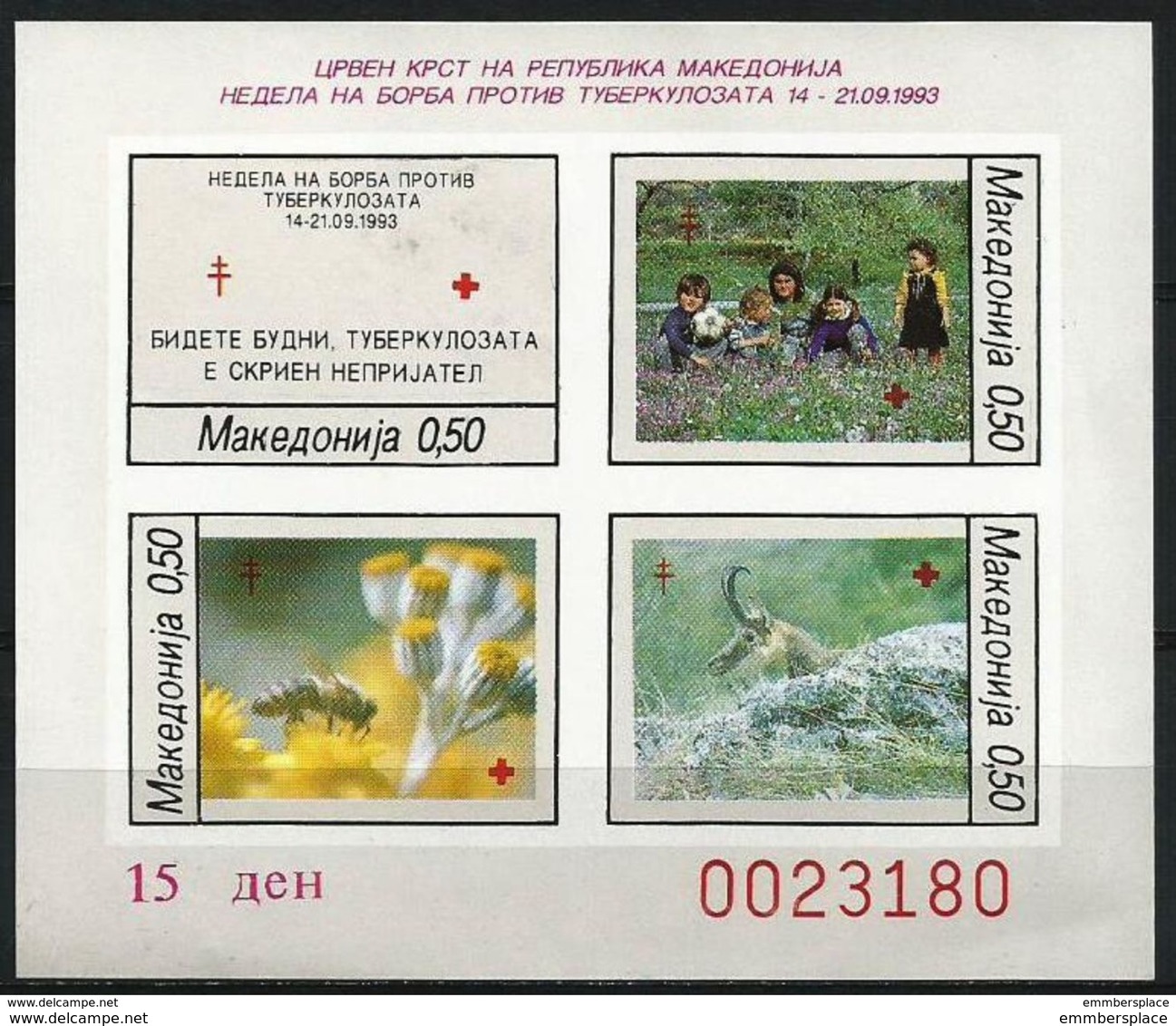 Macedonia  - 1993 TB Week Imperf S/sheet  MNH **   Sc RA43c - North Macedonia