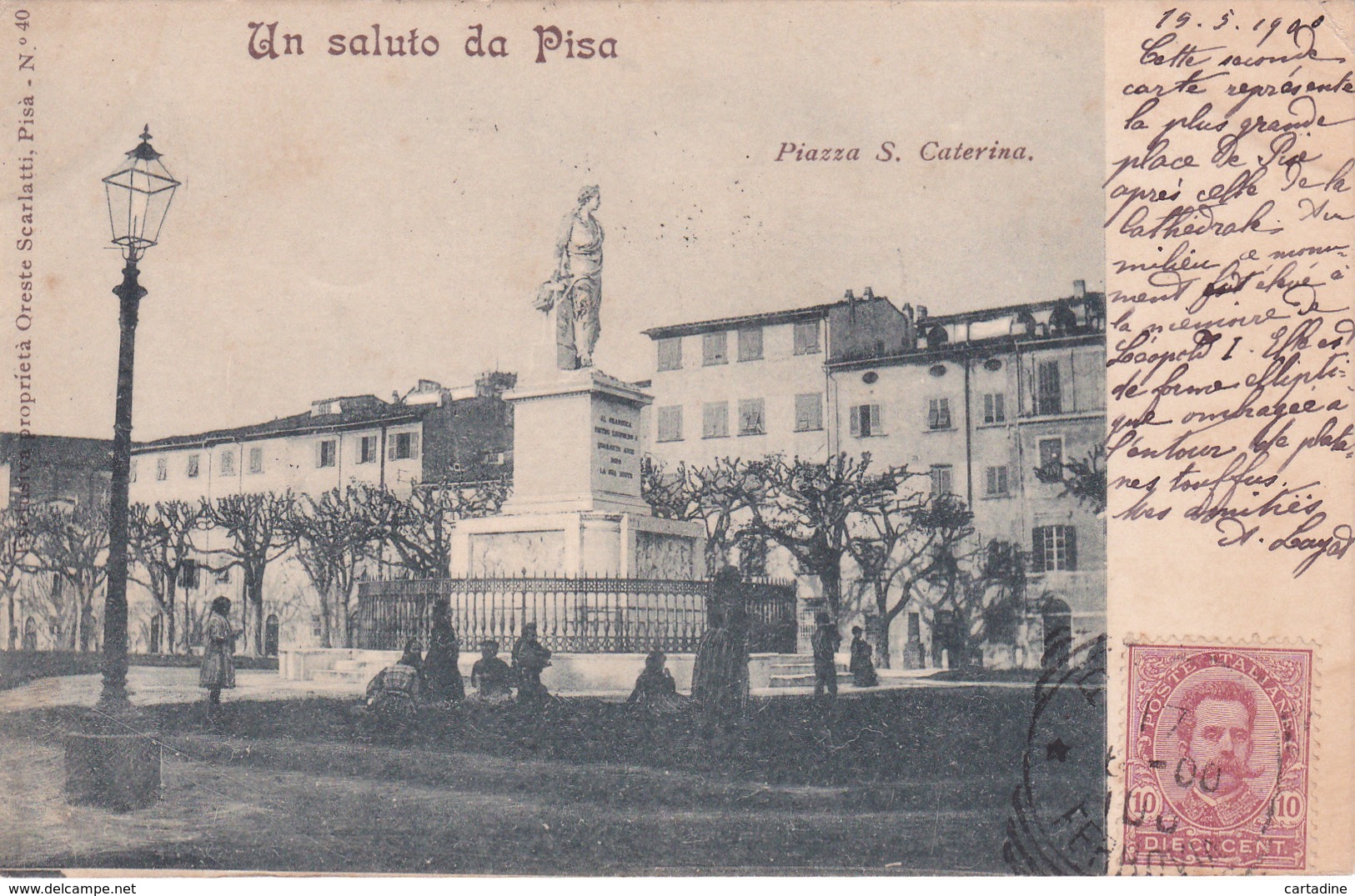 CPA - Italie / Italia - Un Saluto Da PISA - Piazza S. Caterina - 1900 - Pisa