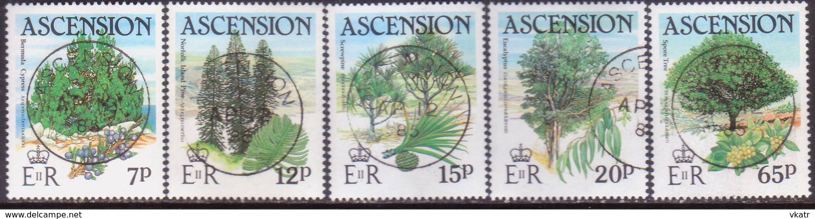 ASCENSION 1985 SG #371-75 Compl.set Used Trees - Ascensione