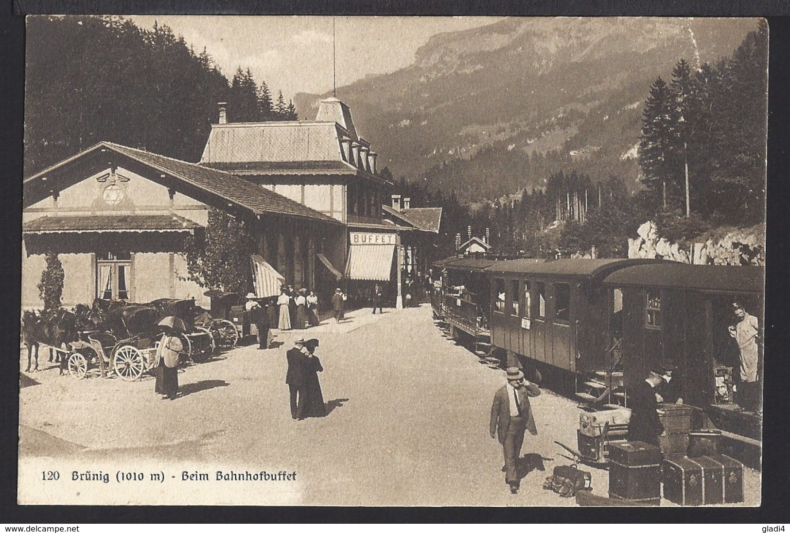 Brünig Beim Bahnhof Buffet - Eisenbahnwaggon - Kutsche - Belebt - Animée - Bahn - Autres & Non Classés