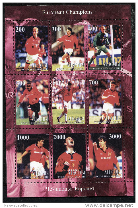 SOCCER BALL,MANCHESTER UNITED,EUROPEAN CHAMPIONS On Sheet 9 STAMPS,MNH,Mint,DA152 - UEFA European Championship