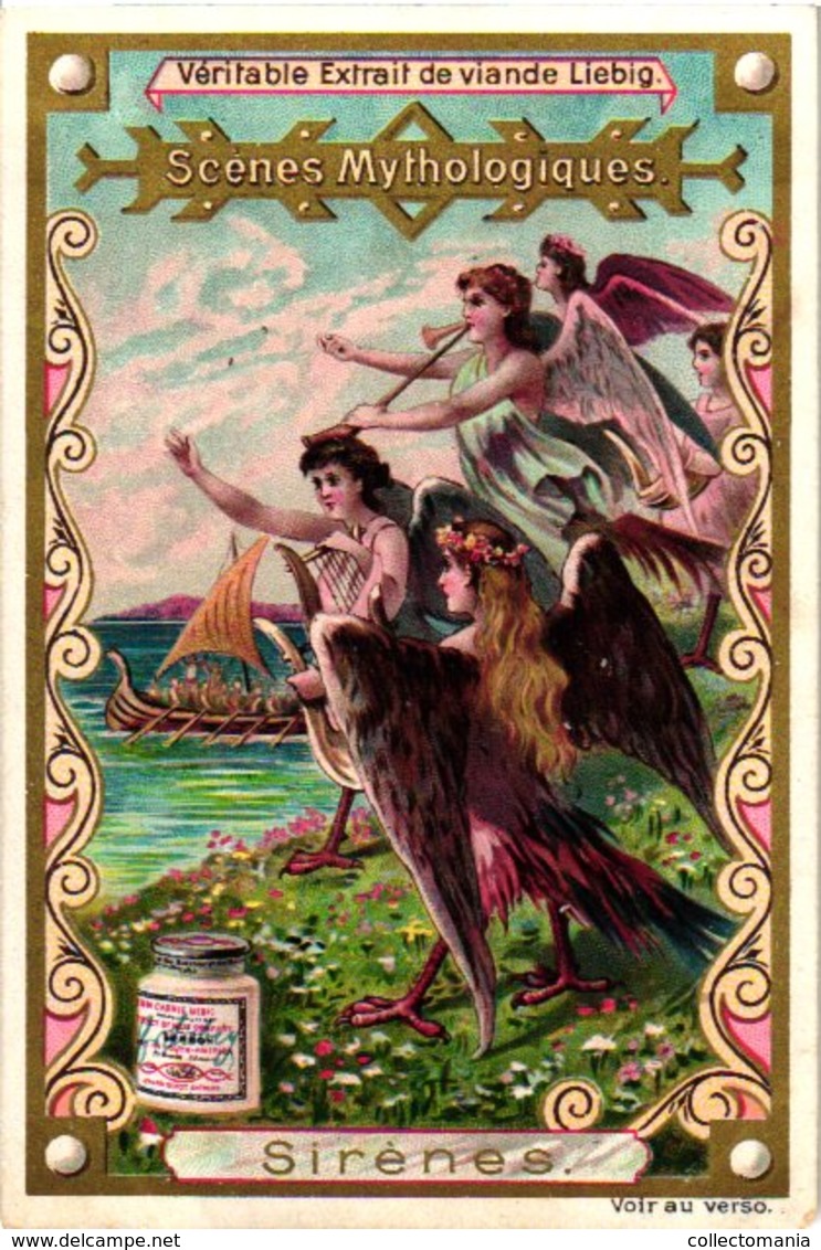 0472   Liebig 6 Cards -C1897-The World Of Greek Mythology- Scènes Mythologiques-Centaures-Faunes-Satires-Sirènes Litho - Liebig