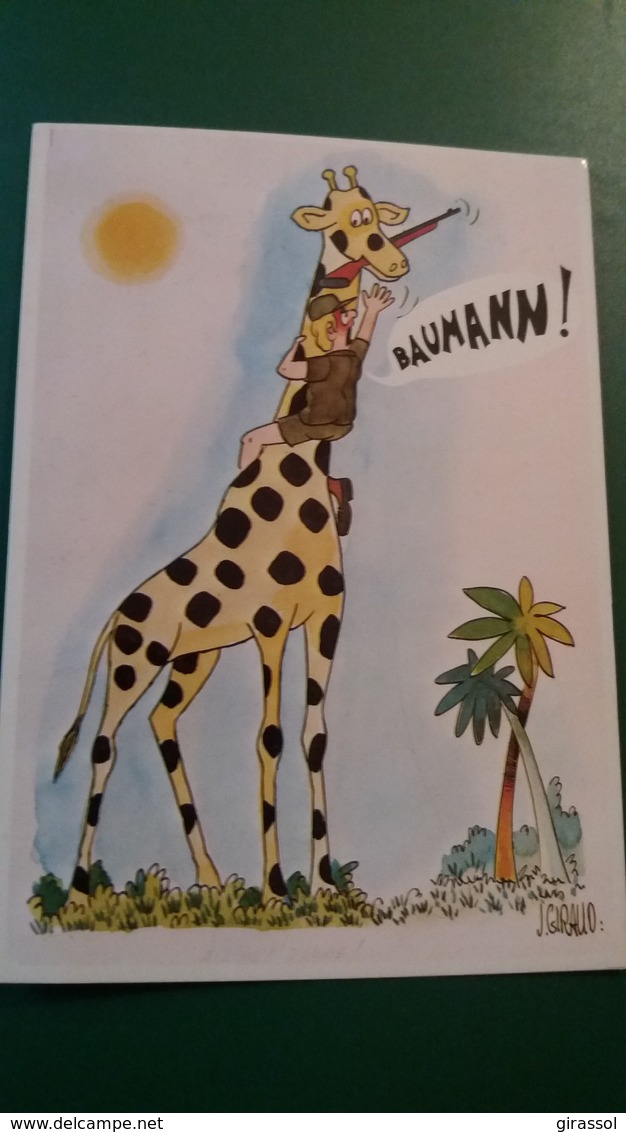 CPM GIRAFE HUMOUR PUBLICITE BAUMANN BORDEAUX ILLUSTRATEUR J GIRALLO ? - Giraffe