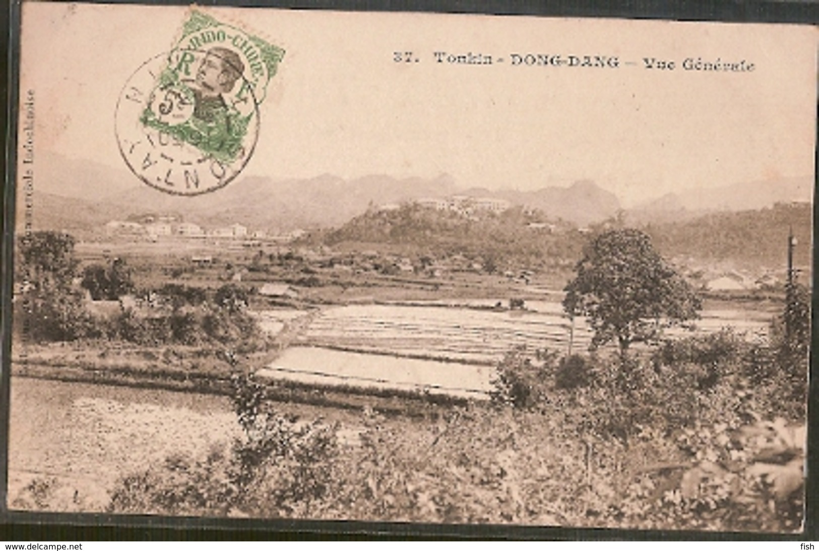 Indochine & Circulated, France Ultramar, Tonkin , Dong Dang, Vue Generale, Sontay To São Vicente, Cabo Verde 1913 (37) - Autres & Non Classés