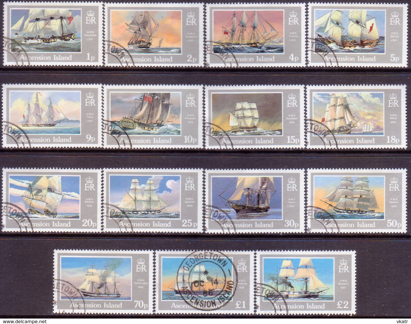 ASCENSION 1986 SG #409-23 Compl.set Used Ships Of The Royal Navy - Ascension