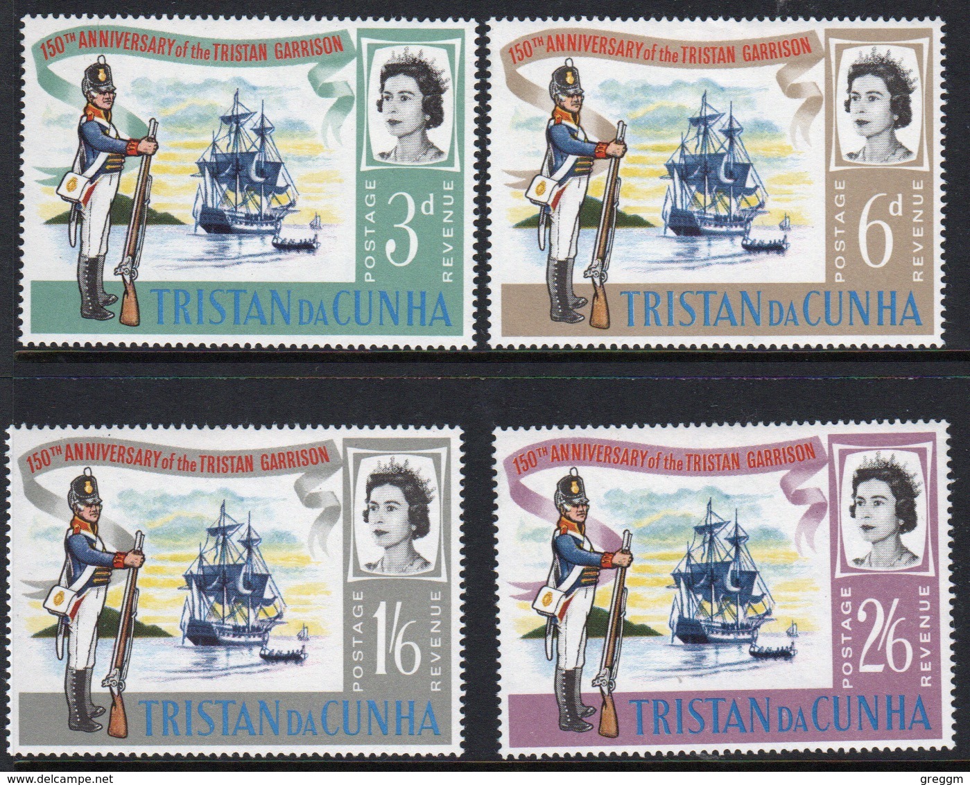 Tristan Da Cunha 1966 Set Of Stamps To Celebrate The 150th Anniversary Of The Garrison. - Tristan Da Cunha