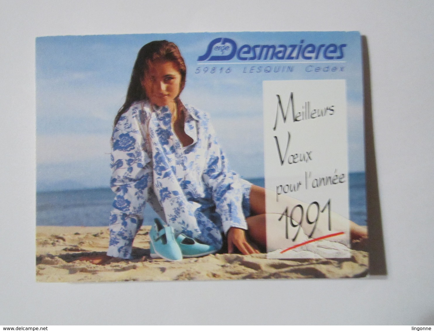 1991 PETIT CALENDRIER EN 2 VOLETS Serge DESMAZIERES 59816 LESQUIN MINITEL 3614 Code DESMA - Petit Format : 1991-00