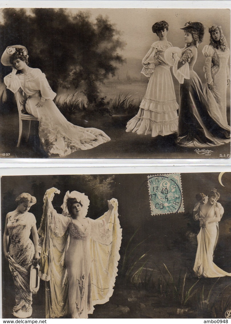 Lot De 5 Cpa Fantaisie Sépia Paysage  Photo Montage Reutlinger   Actrices Dont Otéro,... Femme. - Autres & Non Classés