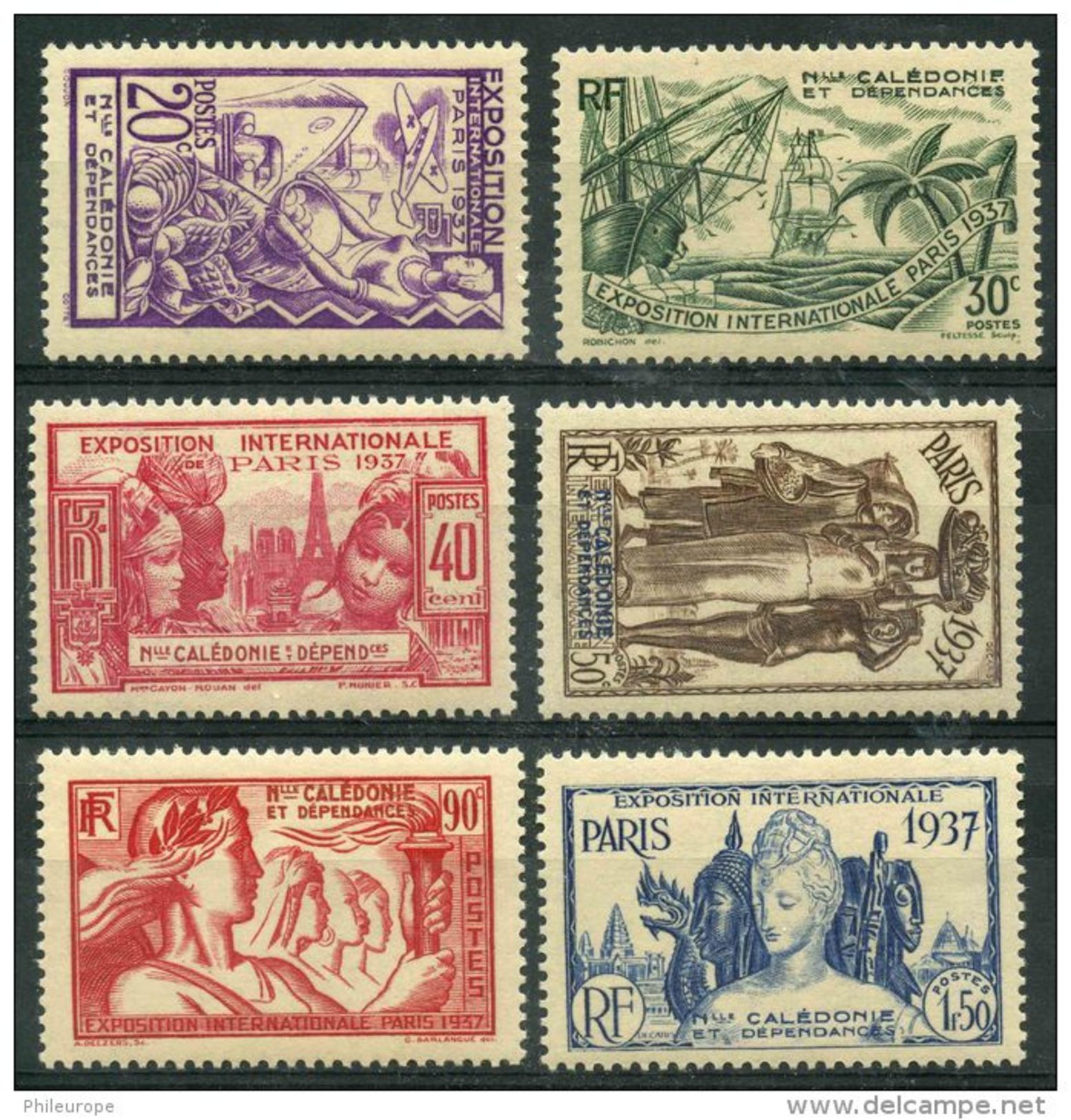 Nouvelle Caledonie (1937) N 166 à 171 * (charniere) - Unused Stamps