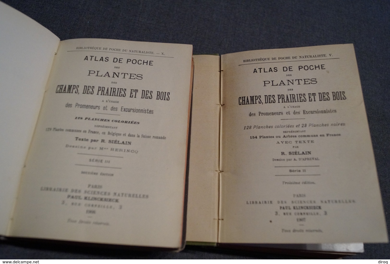 2 Ouvrages Atlas De Poche Des Plantes,R.Siélain,série II Et III,1906-1907 + Herbier D'époque,16 Cm. Sur 11,5 Cm. - 1801-1900