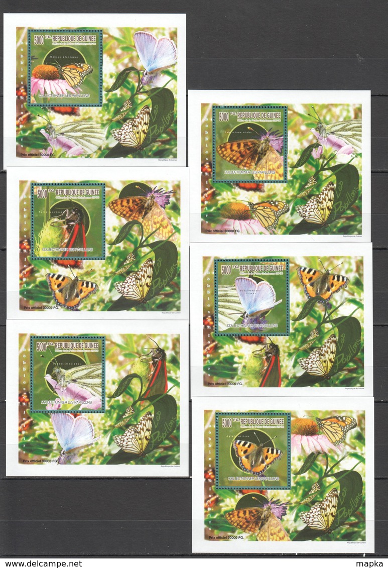 XX181 2010 REPUBLIQUE DE GUINEE INSECTS BUTTERFLIES 6 LUX BL MNH - Schmetterlinge