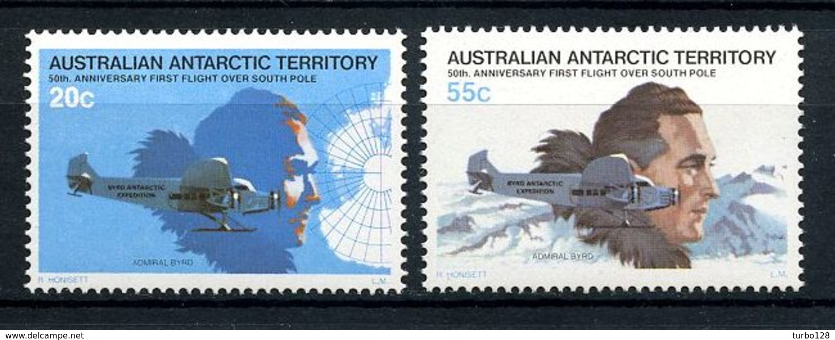 ANTARCTIQUE AAT 1979 N° 35/36 ** Neufs MNH  Superbes Avions Planes Expédition Aérienne Byrd Carte - Neufs