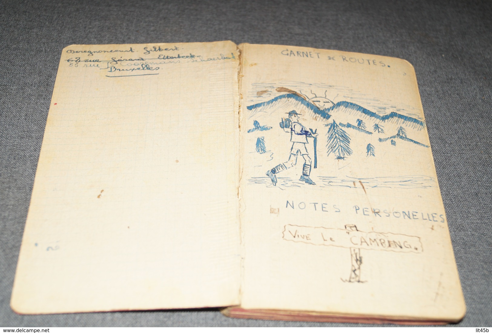 Original Carnet De Route Manuscrit Avec Dessins Originaux,scoutisme Bruxelles 1944, 100 Pages,16,5 Cm./11 Cm. - Scoutisme