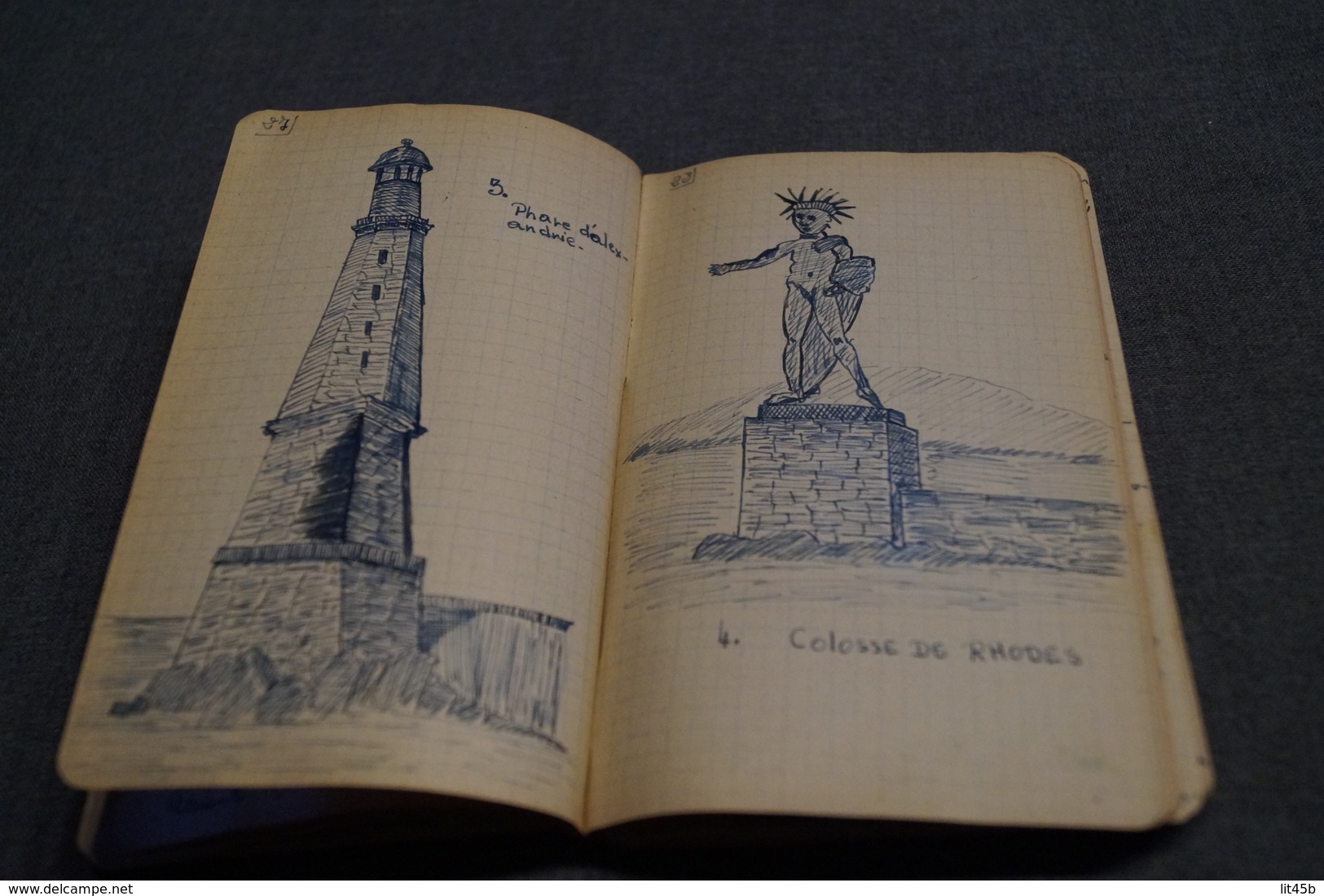 Original carnet de route manuscrit avec dessins originaux,scoutisme Bruxelles 1944, 100 pages,16,5 Cm./11 Cm.