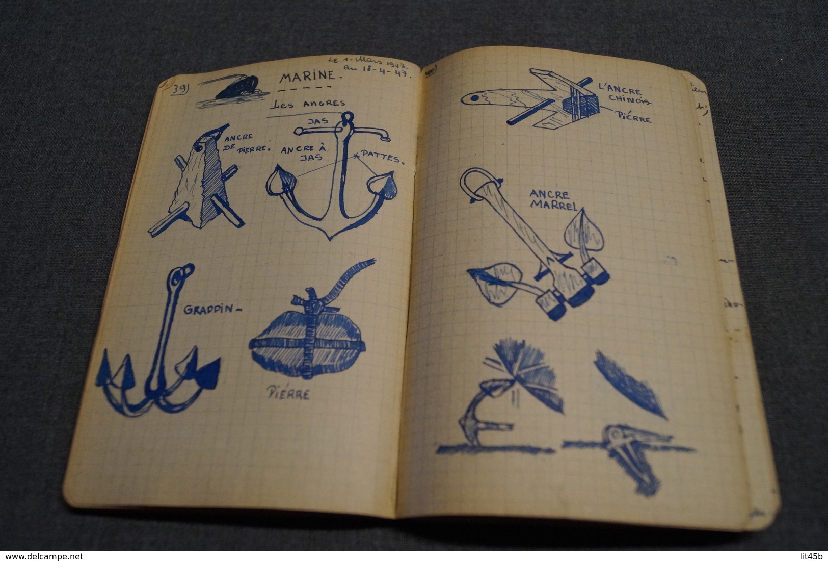 Original carnet de route manuscrit avec dessins originaux,scoutisme Bruxelles 1944, 100 pages,16,5 Cm./11 Cm.