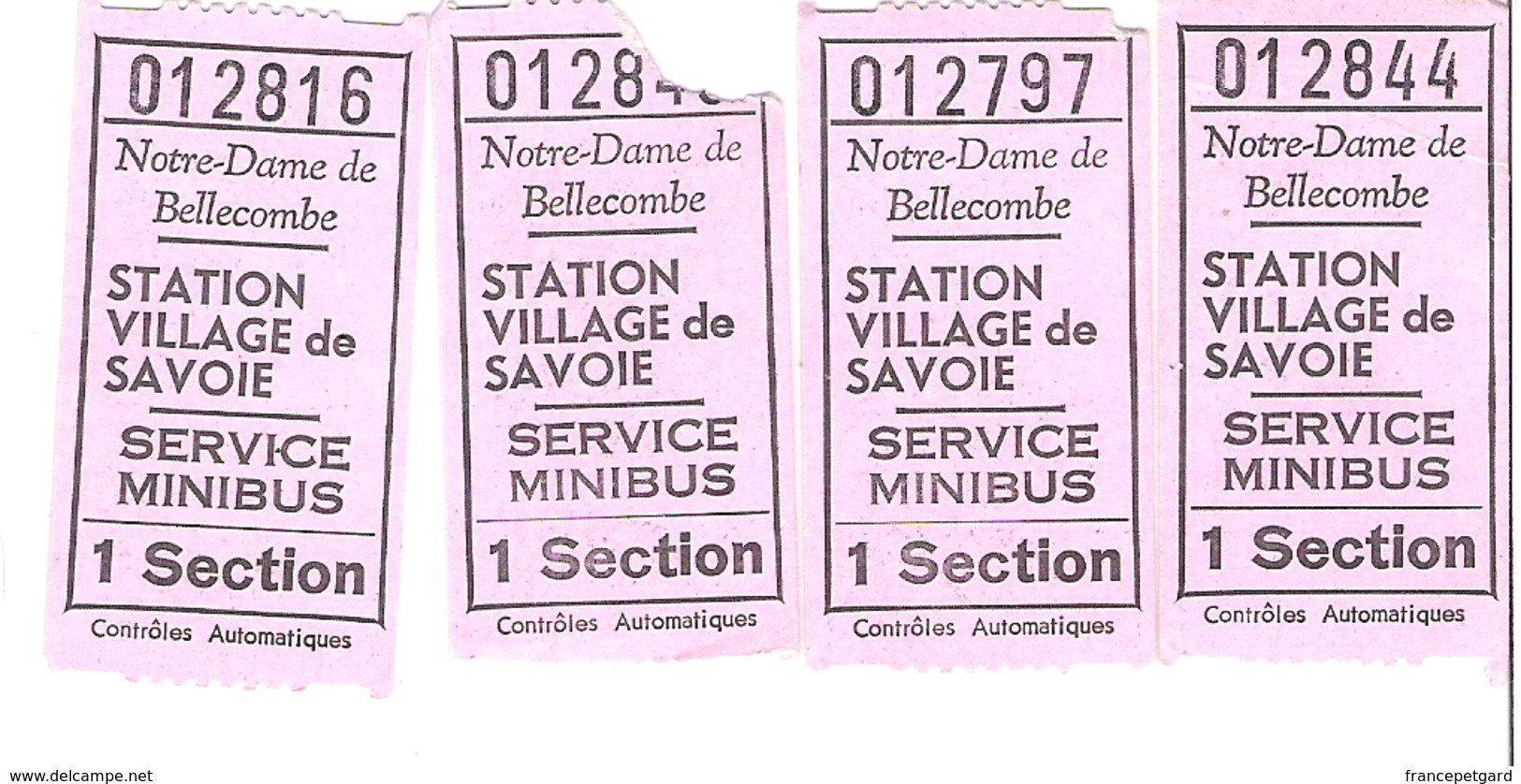 Notre Dame De Bellecombe  Service Minibus  1979   Lot De 4 Tickets - Europa