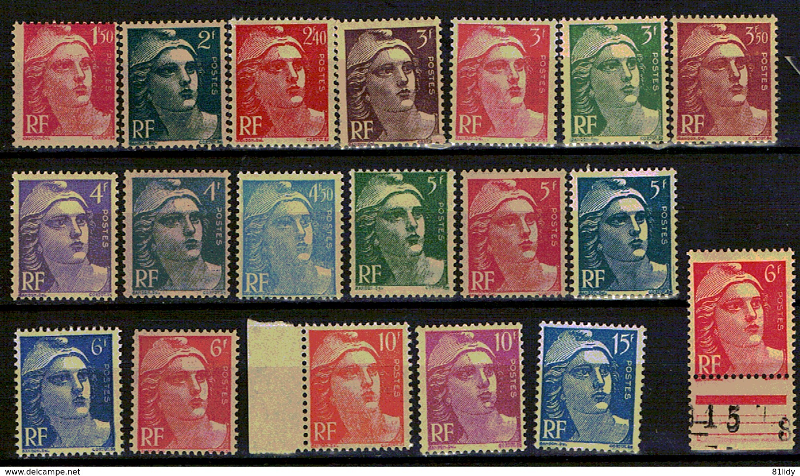 FRANCE N° 712** à 724** Type Marianne De Gandon - 1945-54 Marianne De Gandon