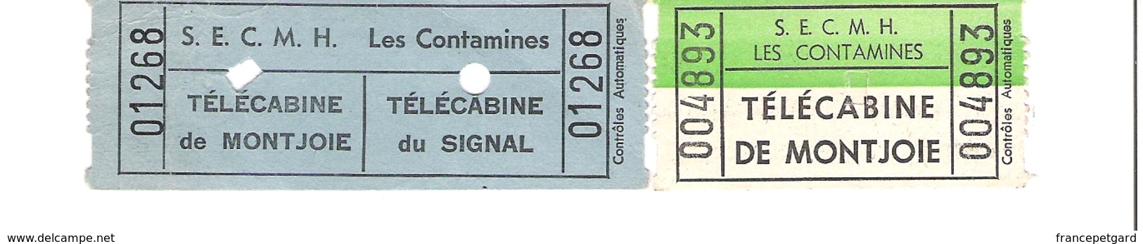Télécabine Montjoie Les Contamines Lot De 2 Tickets - Tickets - Vouchers